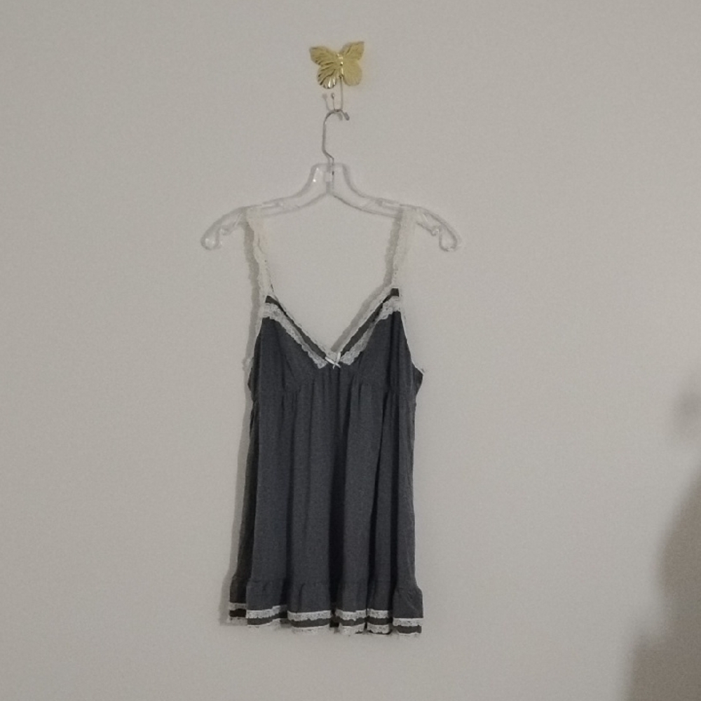 Romantic Cottagecore Coquette Girly Short BabyDoll Dress W/ Lace Detail Size L